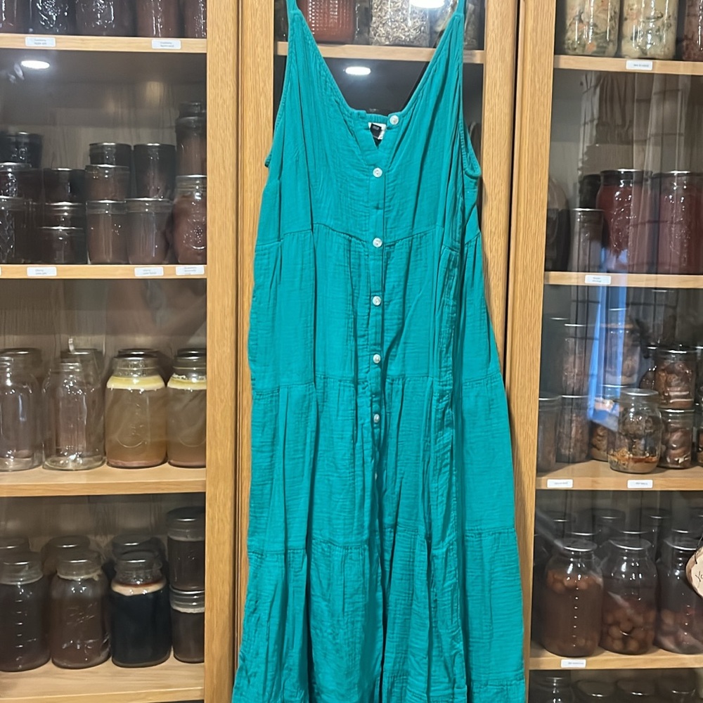 *SOLD* Teal Sleeveless Button-Down Dress